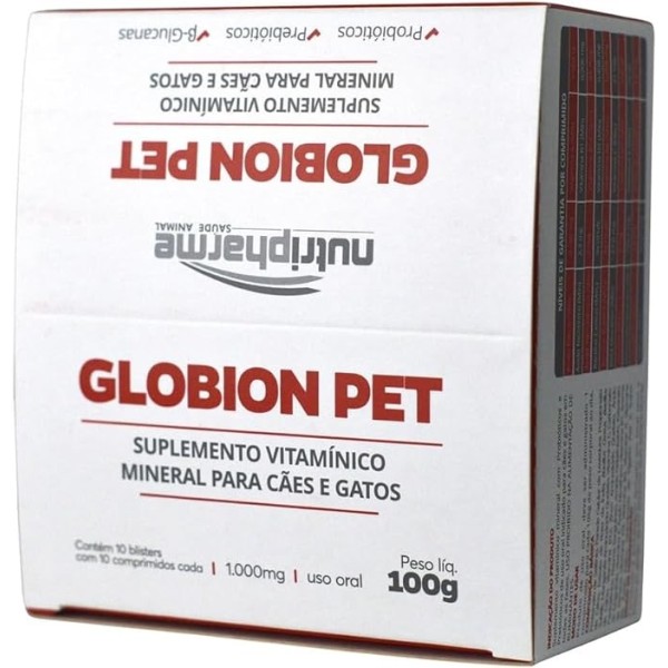Suplemento Vitamínico Nutripharme Globion Pet para Cães e Gatos - Caixa fechada